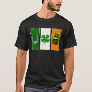Irish Flag Green White Orange Horseshoe Leprechaun T-Shirt