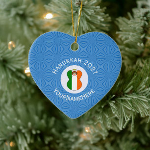 Irish Flag Hanukkah Angel Name Year Heart Ceramic Tree Decoration
