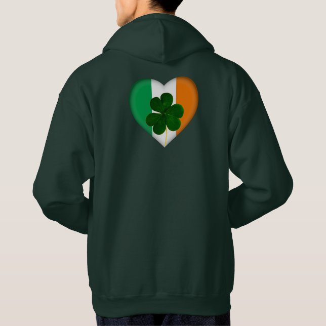 Irish Flag Heart Shamrock Clover St. Patrick Hoodie (Back)