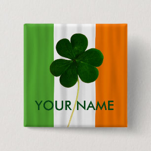 Irish Flag Ireland Shamrock Clover Volunteer 15 Cm Square Badge