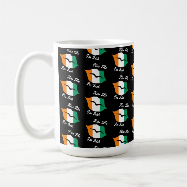 Irish Flag Kisses - Kiss Me I'm Irish St. Paddy's  Coffee Mug (Left)