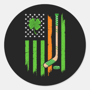 Irish Flag Lucky Shamrock Hockey Lover St Patricks Classic Round Sticker
