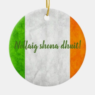 Irish Flag Nollaig shona dhuit! Ceramic Tree Decoration