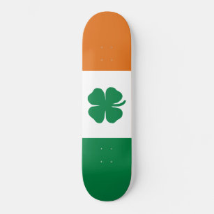 Irish Flag Patriotic Ireland Flag Four Leaf Clover Skateboard