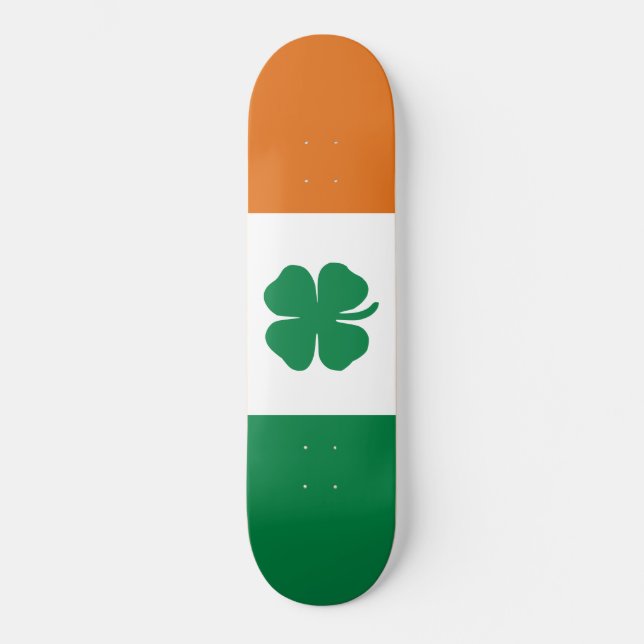 Irish Flag Patriotic Ireland Flag Four Leaf Clover Skateboard (Front)
