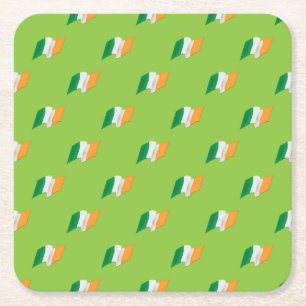 Irish Flag Pattern Square Paper Coaster