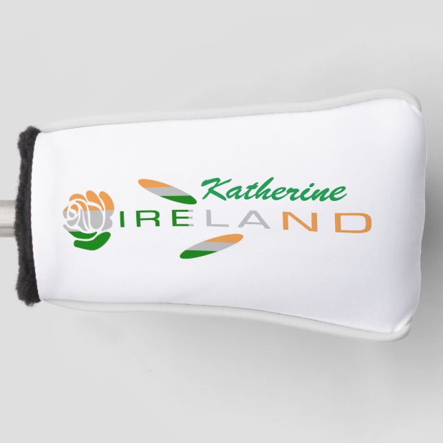 Irish Flag Rose Personalised Golf Head Cover (Front)