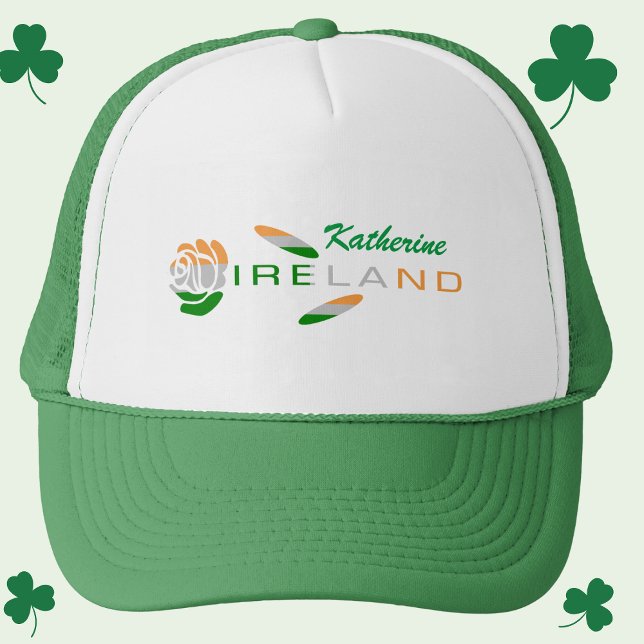 Irish Flag Rose Personalised Name  Trucker Hat (Creator Uploaded)