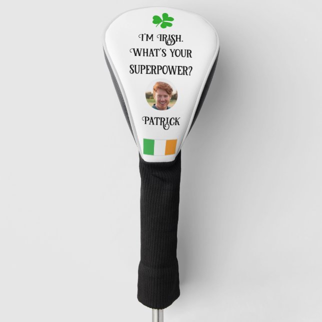 Irish flag & shamrock photo Golf Head Cover (Front)