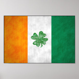Irish Flag Shamrock Poster