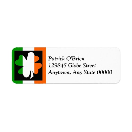Irish Flag Shamrock Square Return Address Label