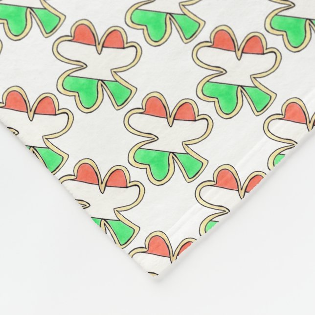 Irish Flag Shamrock St. Patrick's Day Clovers Fleece Blanket (Corner)