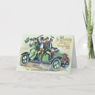 Irish Flag Shillelagh Green Car Shamrock Card