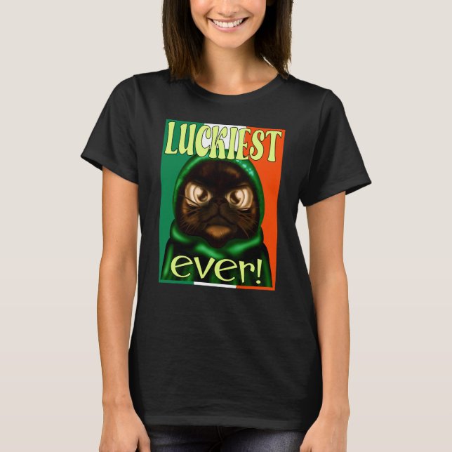 IRISH FLAG ST PATRICK'S CAT T-Shirt (Front)