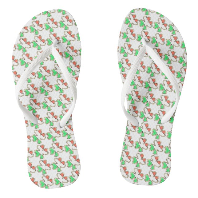 Irish Flag St. Patrick's Day Shamrock Sugar Cookie Flip Flops (Footbed)