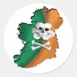 IRISH FLAG. ST PATRICKS IRISH PIRATE FLAG STICKER