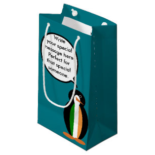 Irish Flag Talking Ms. Penguin Personalised Small Gift Bag