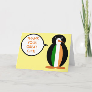 Irish Flag Talking Ms. Penguin Thank You Card