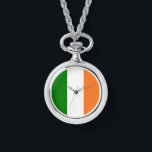 Irish Flag Total  Watch<br><div class="desc">Necklace watch features an Irish Flag filling in all the printable space. Simple, but lovely, design to share your heritage and culture. Great gift for any occasion for your favourite Irish person. Not only great to celebrate St. Patrick's Day, but, also, family reunions, Mother's and Father's Day, travel groups, and...</div>