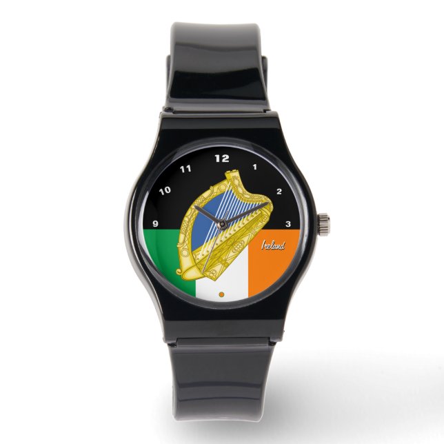 Irish Flag watch, Harp Emblem, Ireland /sports Watch (Front)