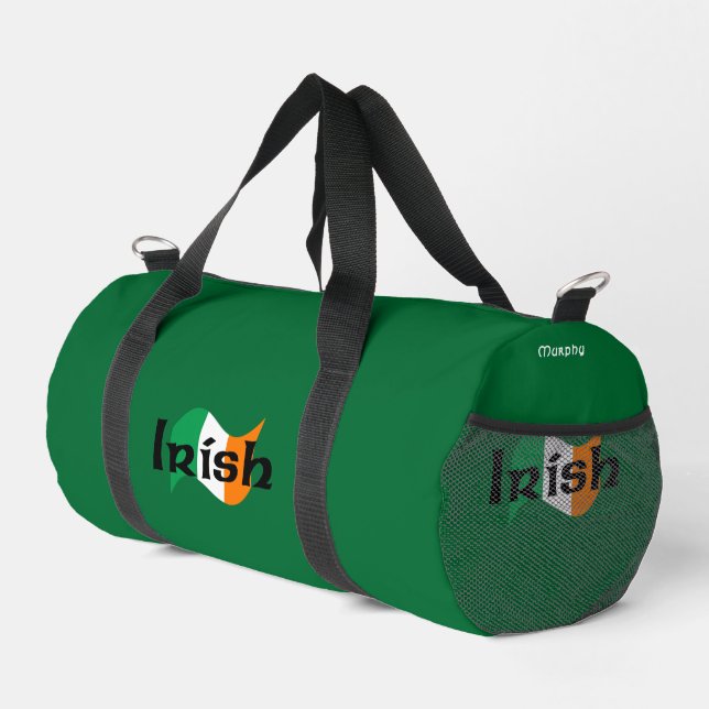 Irish Flag with Celtic Font Personalised Small Duffle Bag (Right Corner)