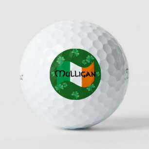 Irish Flag with Shamrocks Personalised Golf Balls