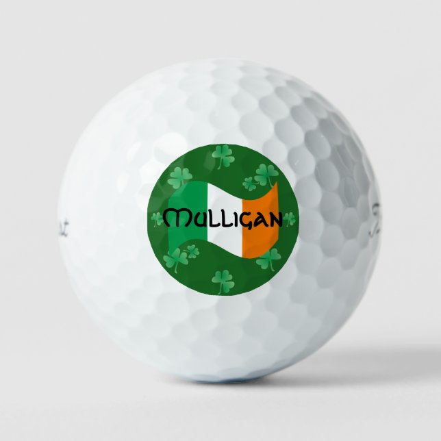 Irish Flag with Shamrocks Personalised Golf Balls (Front)