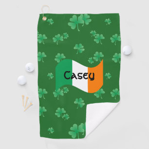 Irish Flag with Shamrocks Personalised Golf Towel