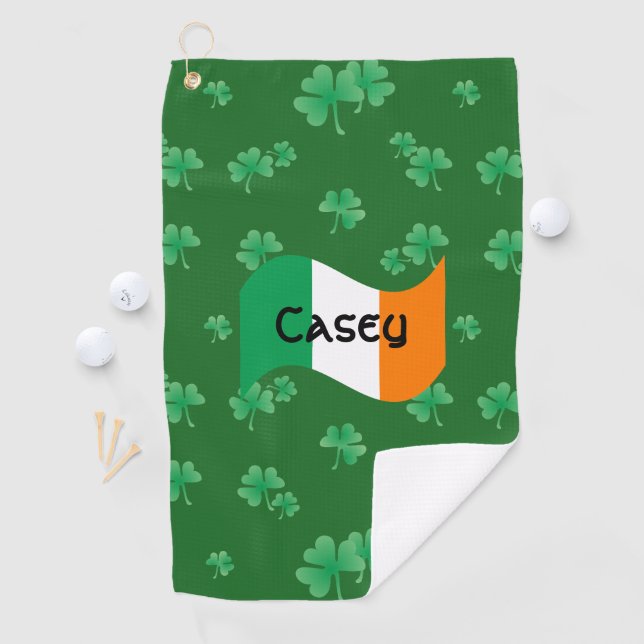 Irish Flag with Shamrocks Personalised Golf Towel (InSitu)