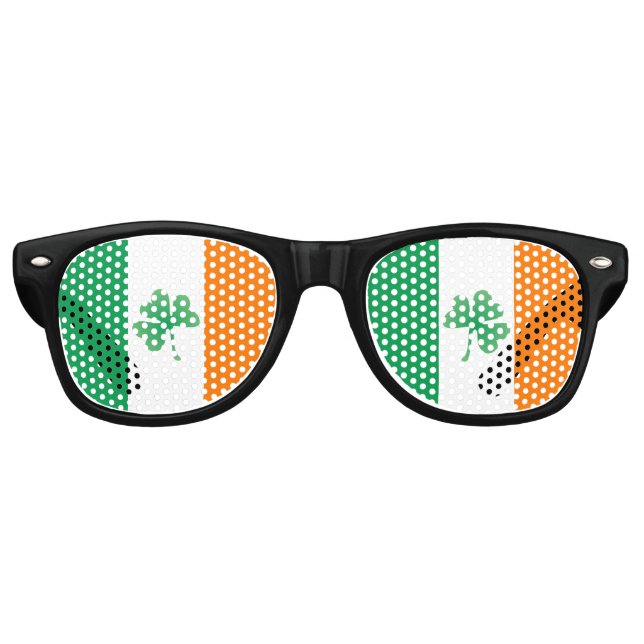 Irish Flag with Shamrocks Retro Sunglasses (Front)