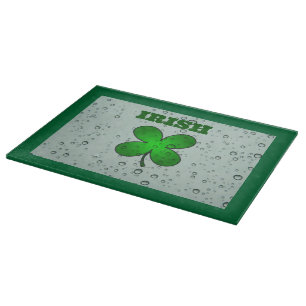 Irish Floating Clover Glass Cutting Board