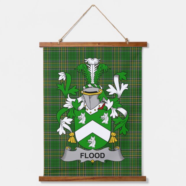 Irish Flood Coat of Arms Family Crest Hanging Tapestry (Front)