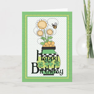 Irish Flower Pot Happy Birthday Greeting Card