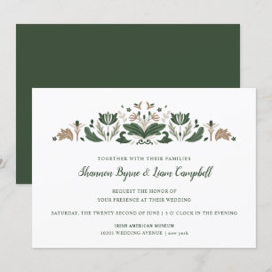 Irish Folk Art Modern Floral Celtic Wedding Invitation