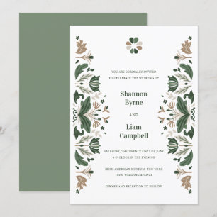 Irish Folk Art Shamrock Celtic Wedding Invitation