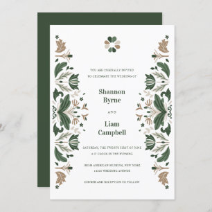 Irish Folk Art Shamrock Celtic Wedding Invitation