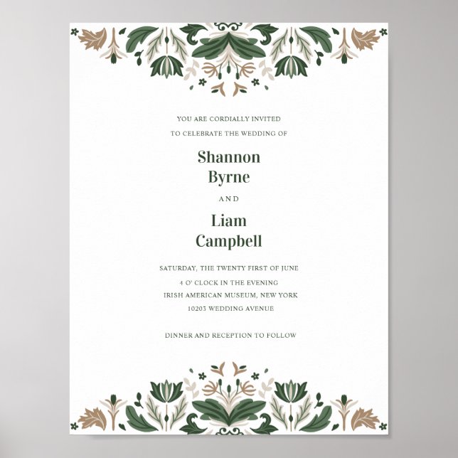 Irish Folk Art Shamrock Celtic Wedding PROVA Poster (Front)
