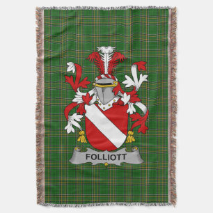  Irish Folliott Coat of Arms Family Crest Ireland Throw Blanket