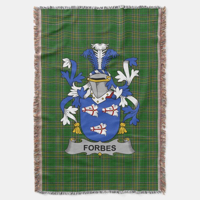  Irish Forbes Coat of Arms Family Crest Ireland Throw Blanket (Front Vertical)