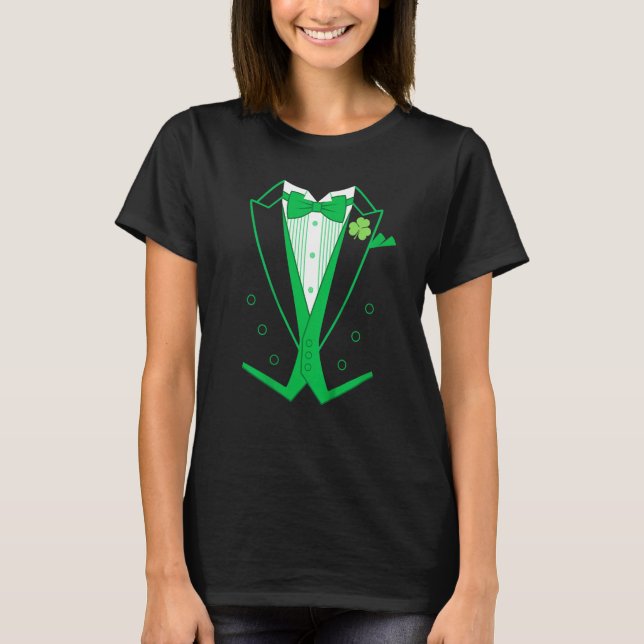 Irish Formal Leprechaun Costume Suit Tuxedo St Pat T-Shirt (Front)