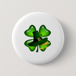 Irish Four Leaf Clover Lucky Shamrocks 6 Cm Round Badge