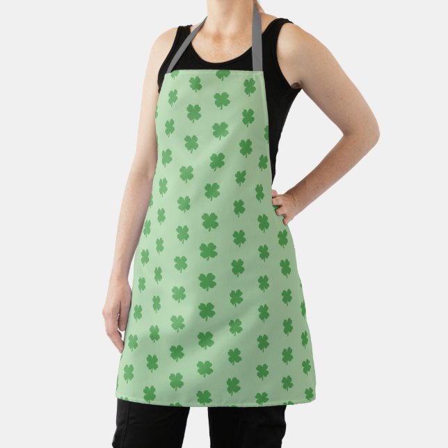 Irish Four Leaf Clover Pattern All Over Apron (Insitu)