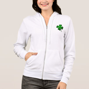 Irish Four Leaf Clover Zip Up Hood Sweat Hoodie