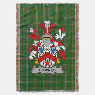 Irish Fownes Coat of Arms Family Crest Ireland Throw Blanket