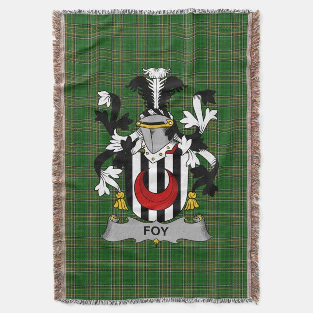  Irish Foy or O_Fie Coat of Arms Family Crest Irel Throw Blanket (Front Vertical)