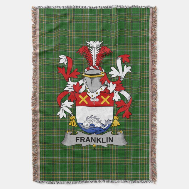  Irish Franklin Coat of Arms Family Crest Ireland Throw Blanket (Front Vertical)
