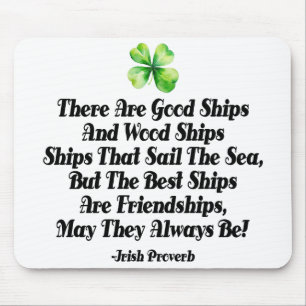 Irish Friendship Proverb Celtic Shamrock Clover Mouse Mat