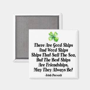 Irish Friendship Ships Proverb Four Leaf Clover Magnet