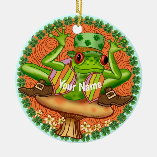 Irish Frog  Ceramic Tree Decoration (Front)