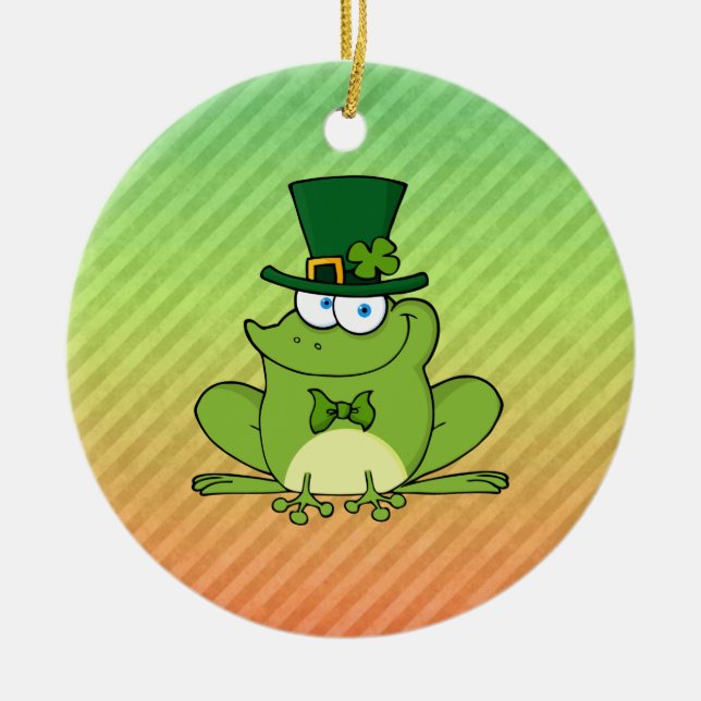 Irish Frog Design Ceramic Tree Decoration (Front)